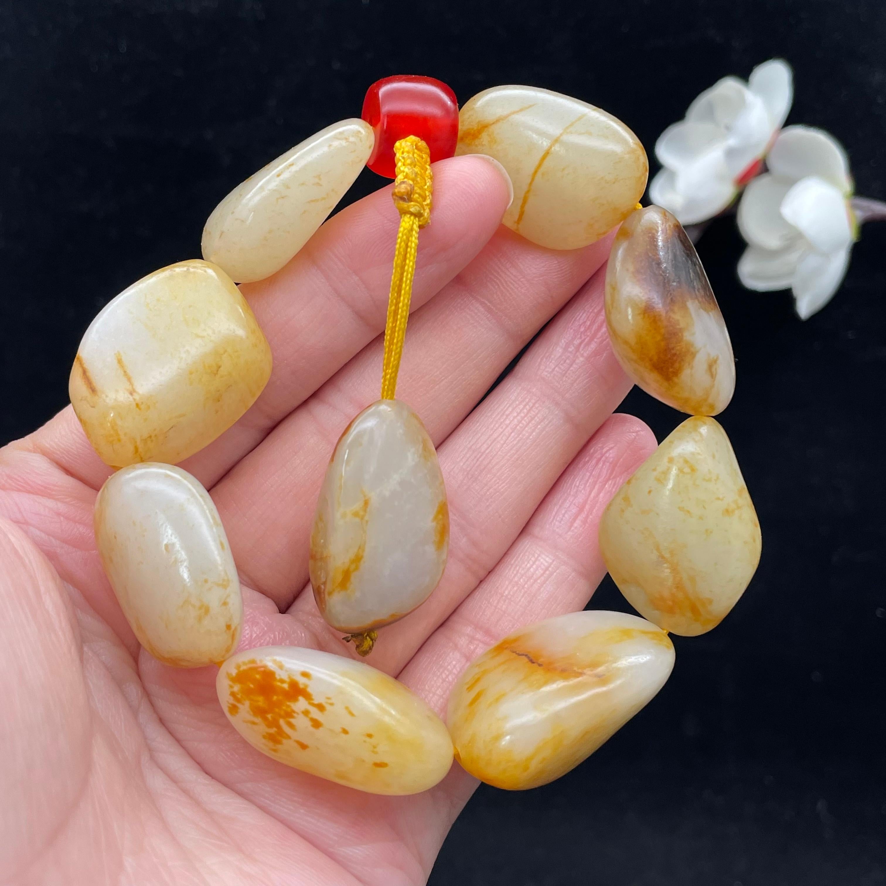 和田玉洒金皮籽料【精品手串】（87.1g）