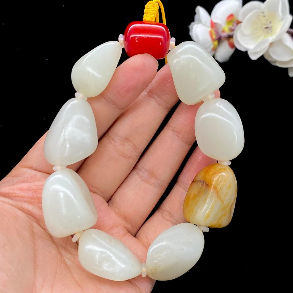 和田玉黄皮籽料【精品手串】（113.9g）