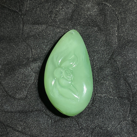 和田玉且末碧玉黑羊洞薄荷绿悟道坠（5.98g）