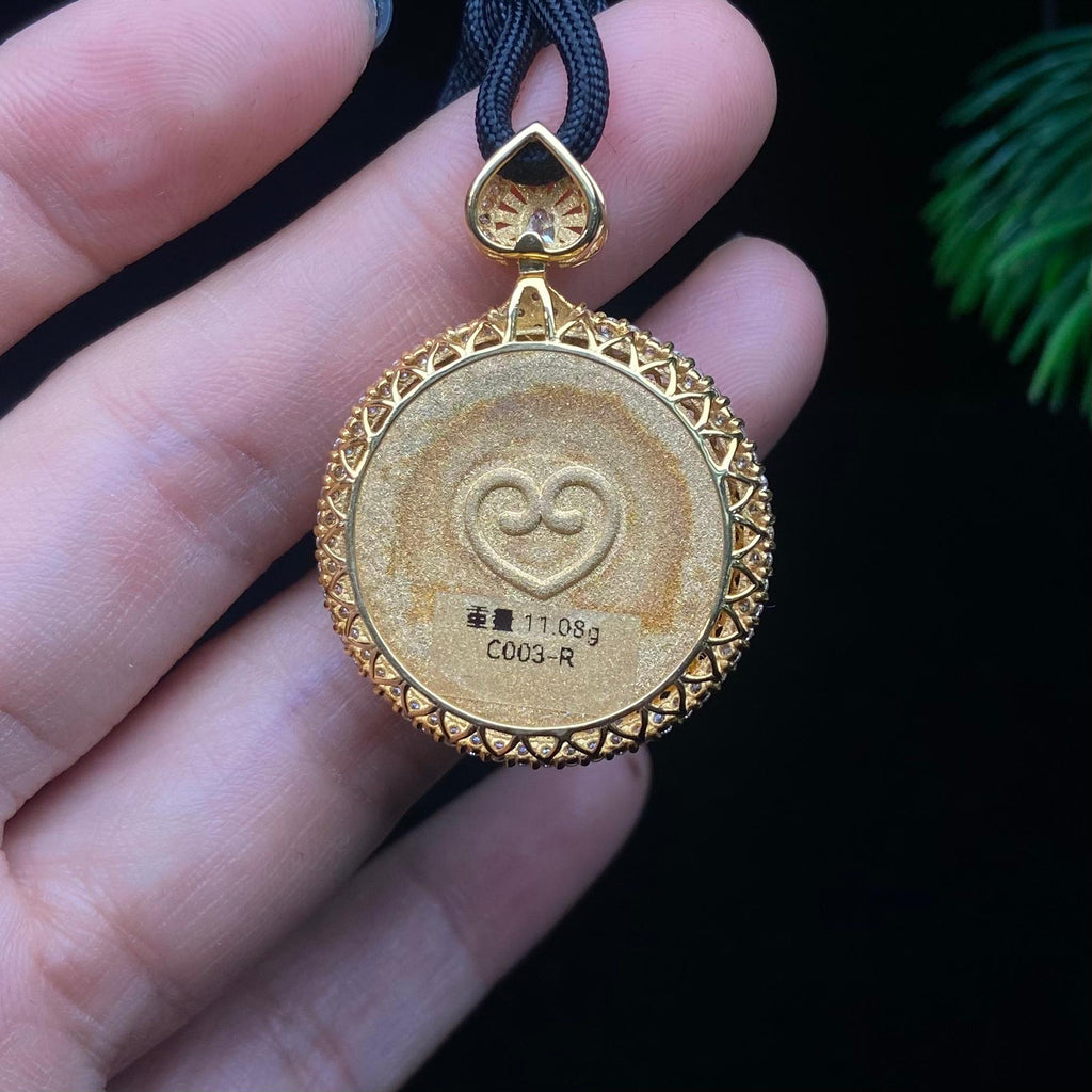 18K金和田黄口吊坠（13.0g）