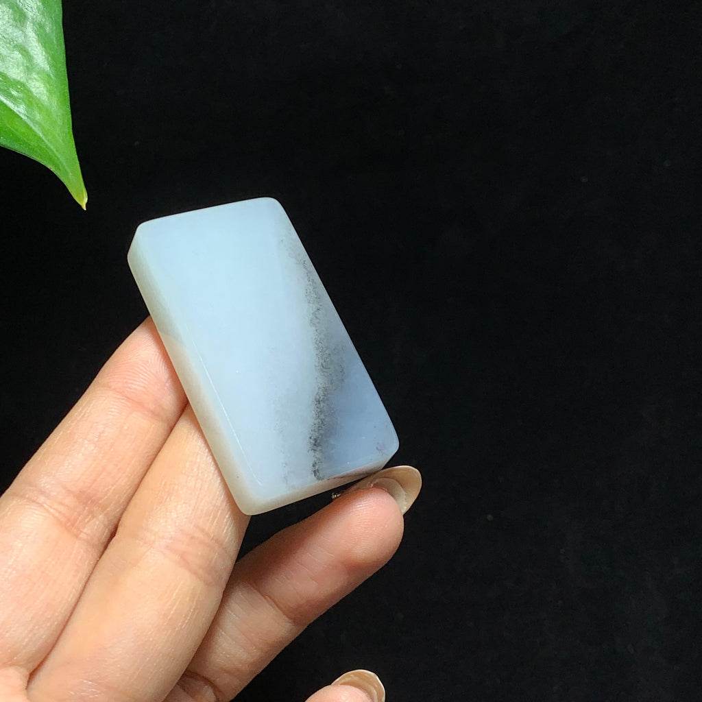 和田籽料青花无事牌挂件（34.0g）