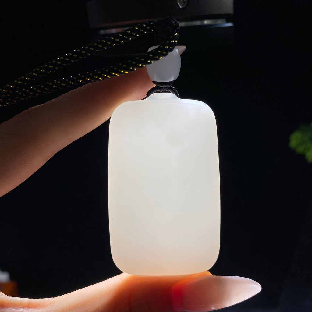 和田玉18k金白玉无事牌（44.9g）