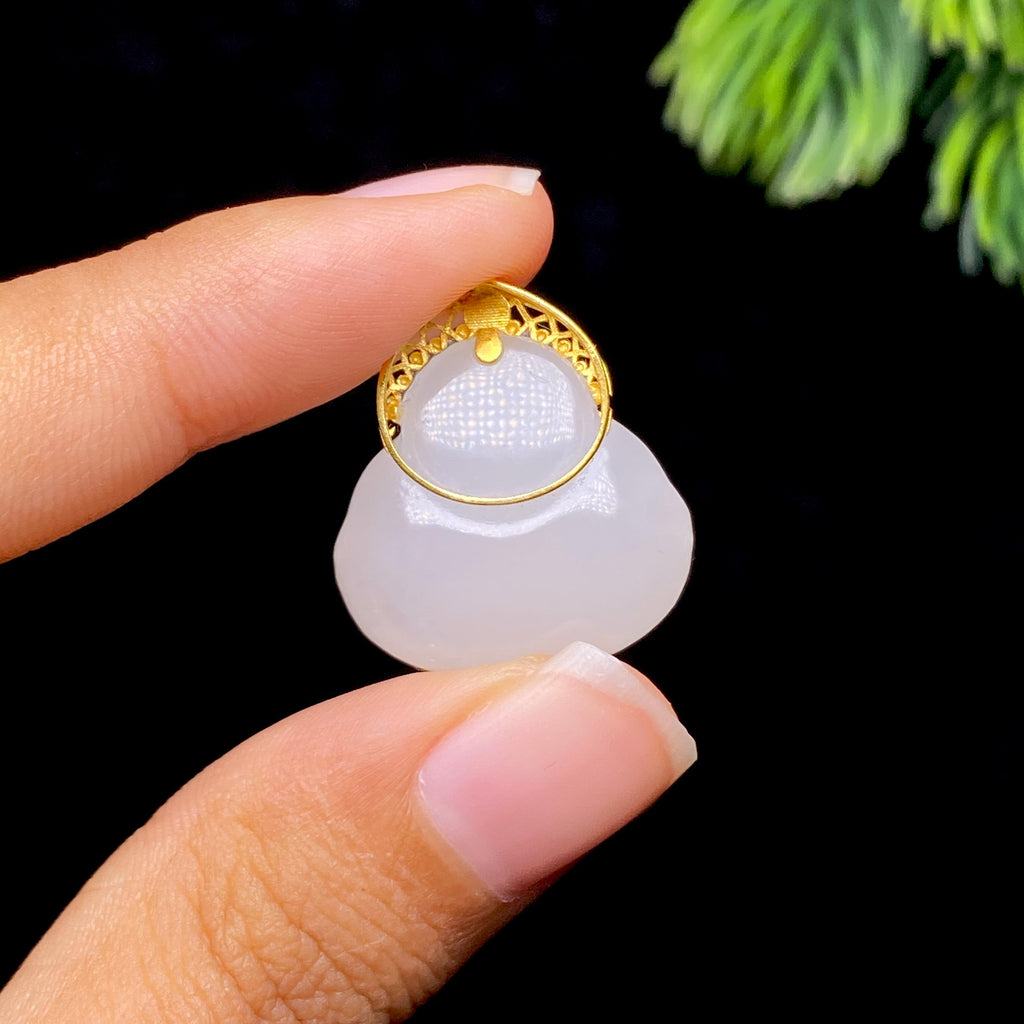 和田玉18k金白玉佛公（6.7g）