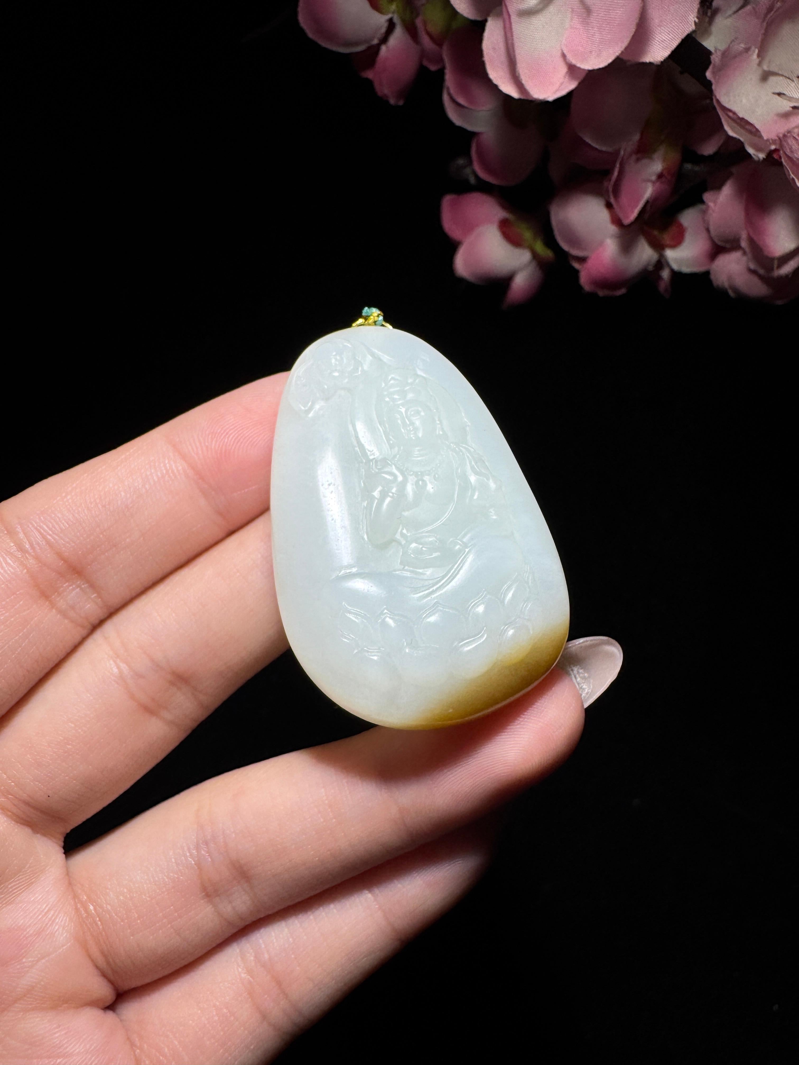 和田玉糖白玉观音（32.0g）