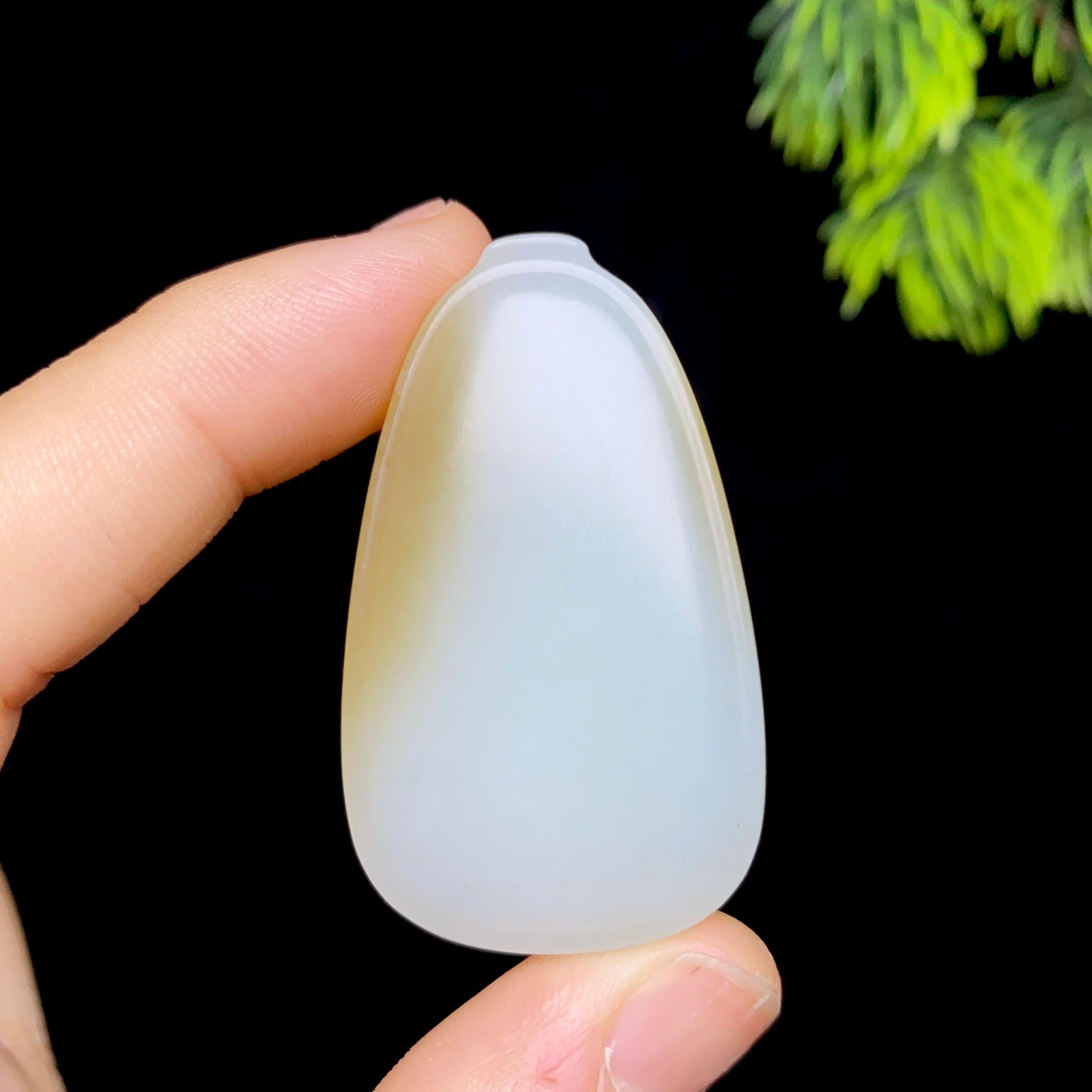 和田玉糖白无事牌（22.9g）