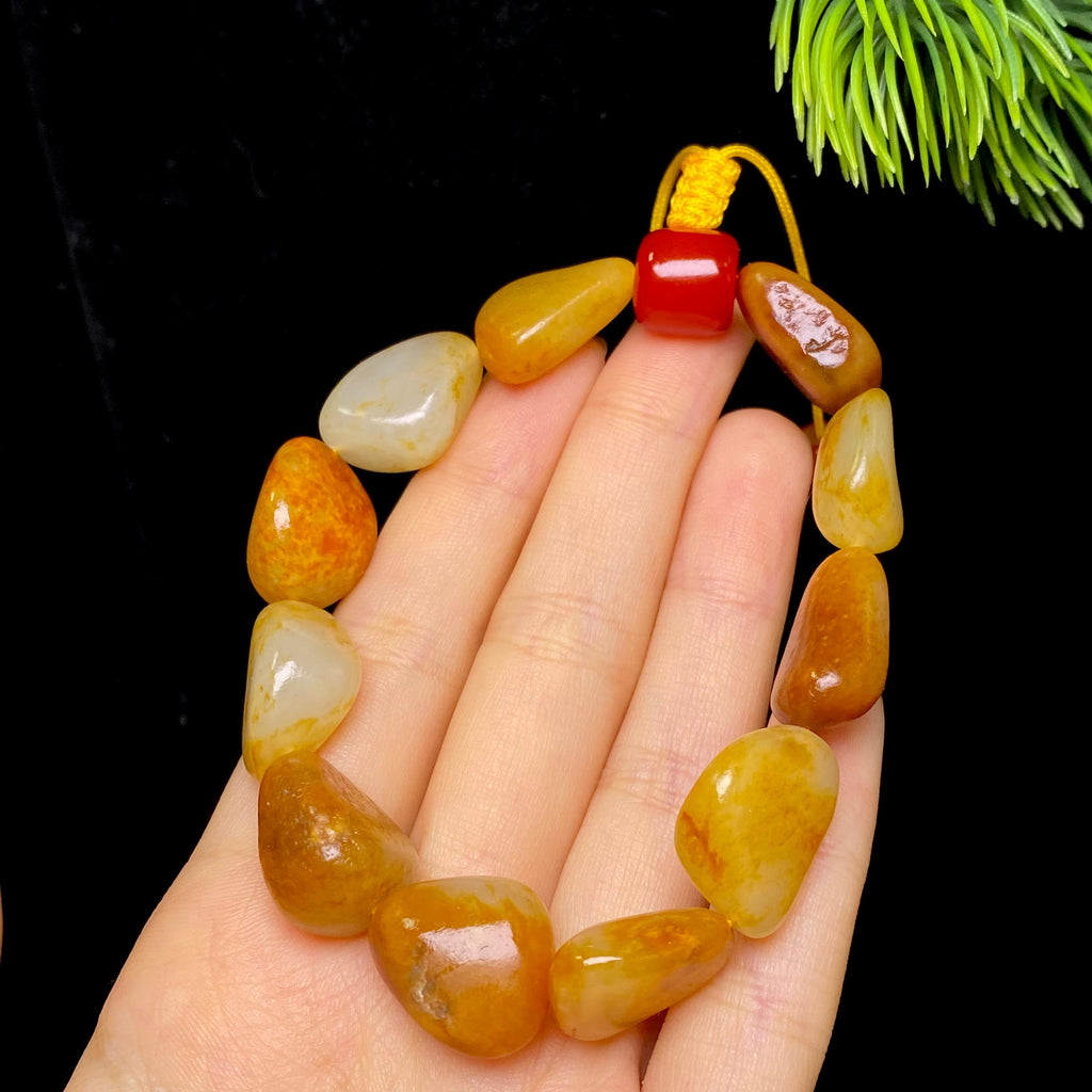 和田玉黄皮白肉籽料手串（41.8g）