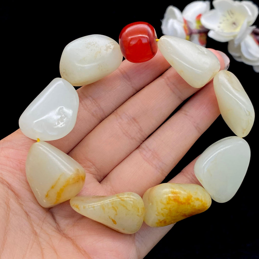 和田玉洒金皮【精品手串】（112.3g）