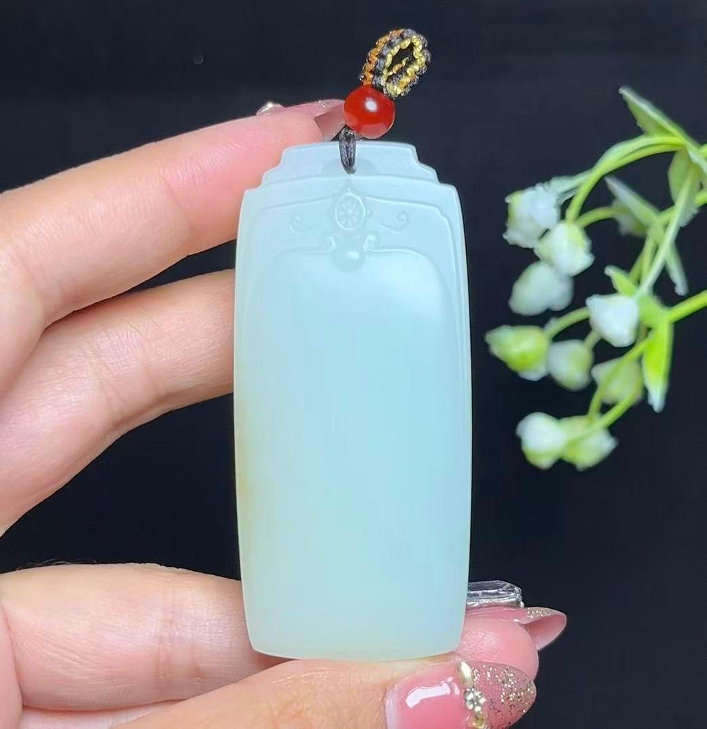 和田玉糖白平安无事牌（52.2g）
