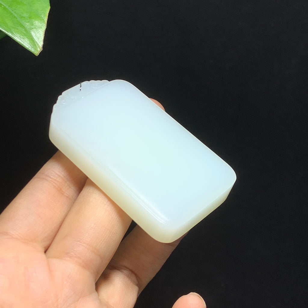 和田山料羊脂白玉无事牌挂件（68.7g）