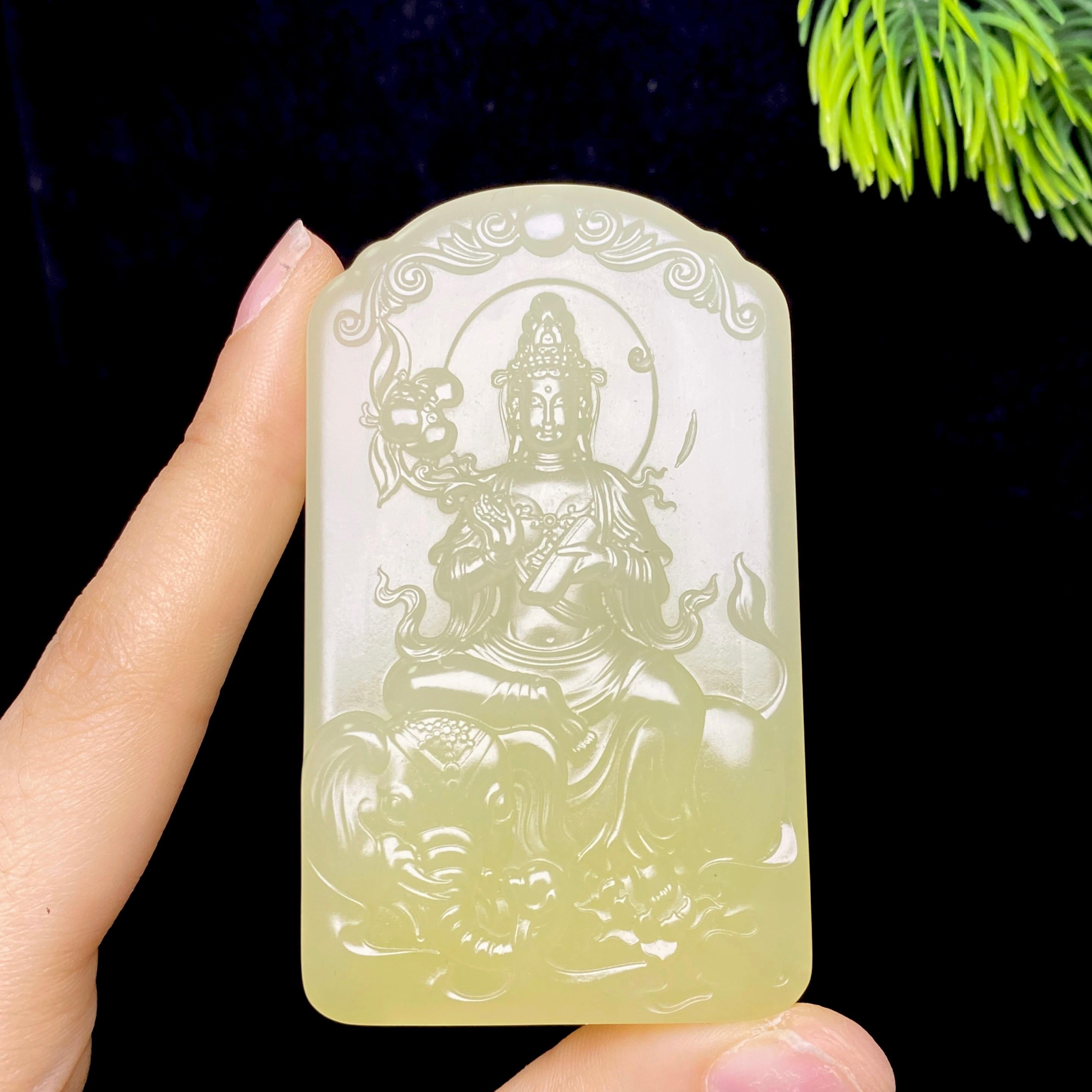 和田玉黄玉普贤菩萨（68.9g）