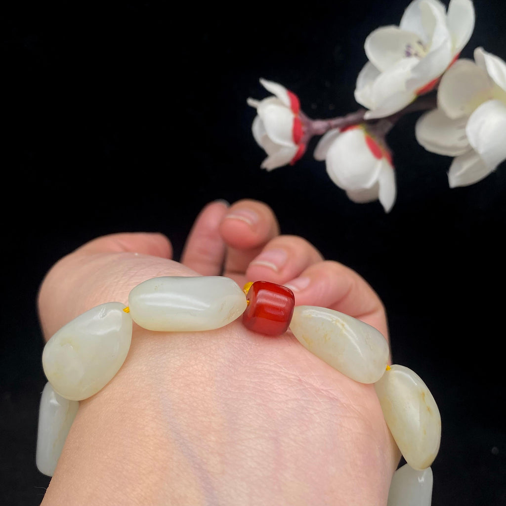 和田玉洒金皮【精品手串】（44.9g）