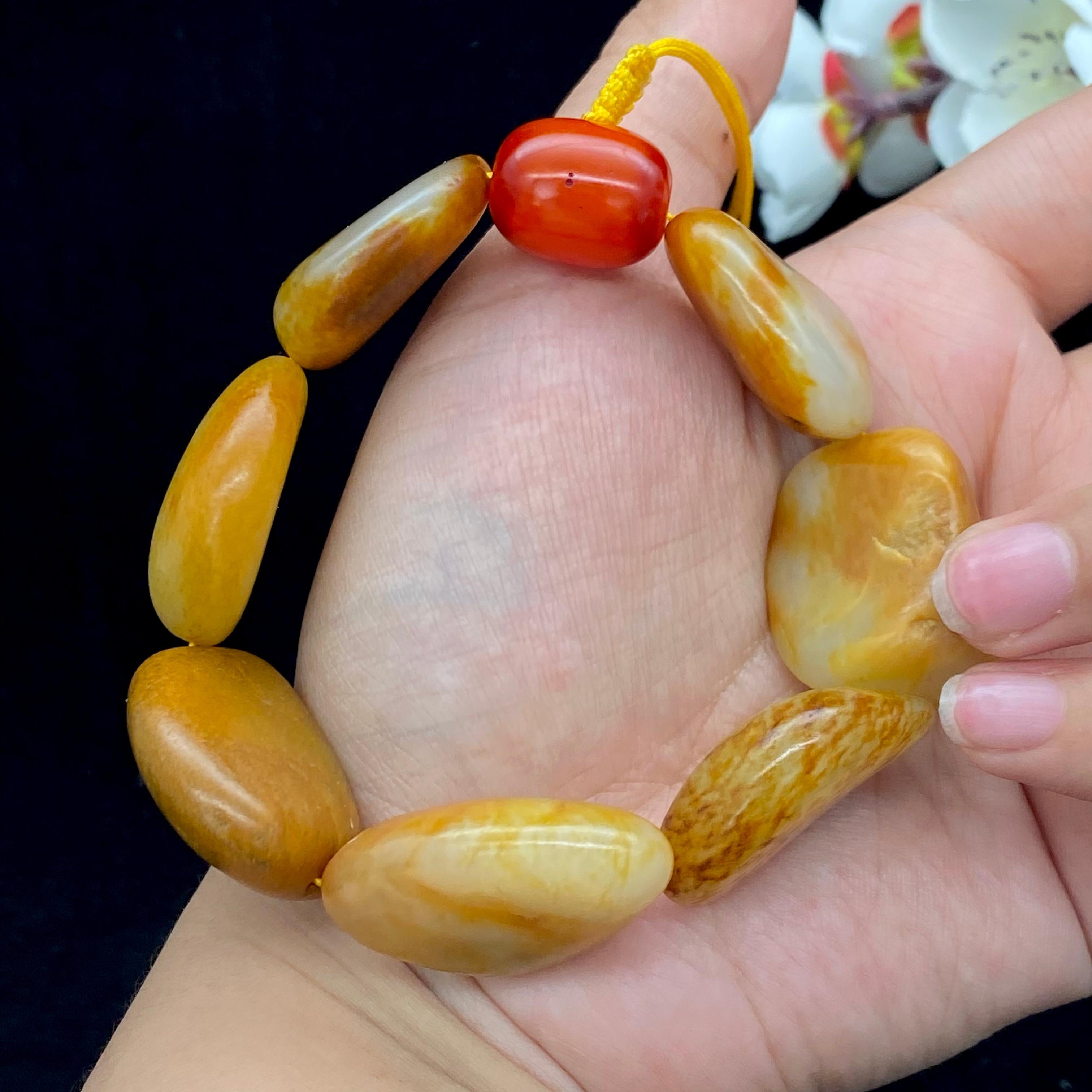 和田玉黄沁皮【精品男士手串】（90.5g）