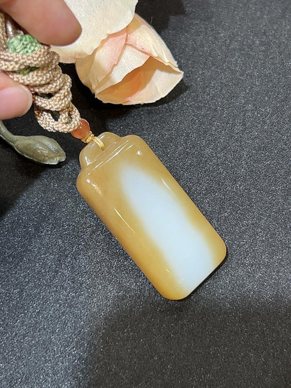 和田玉且末料糖白平安无事牌（25.8g）