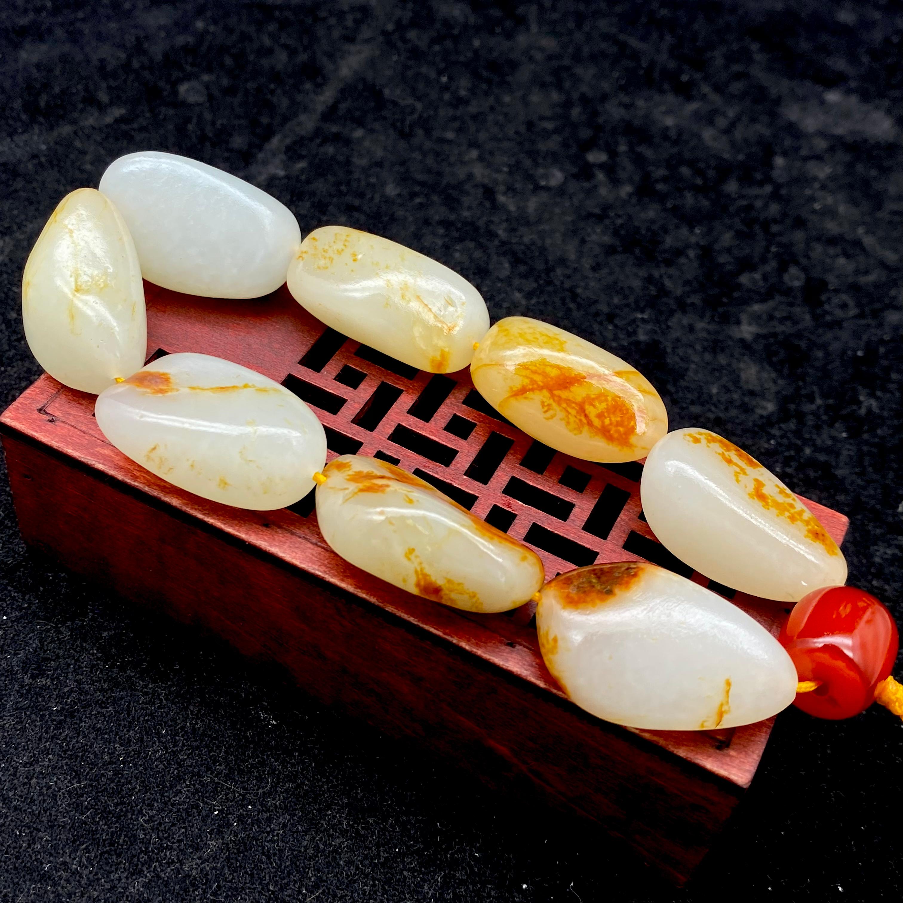 和田玉聚红皮【精品手串】（78g）
