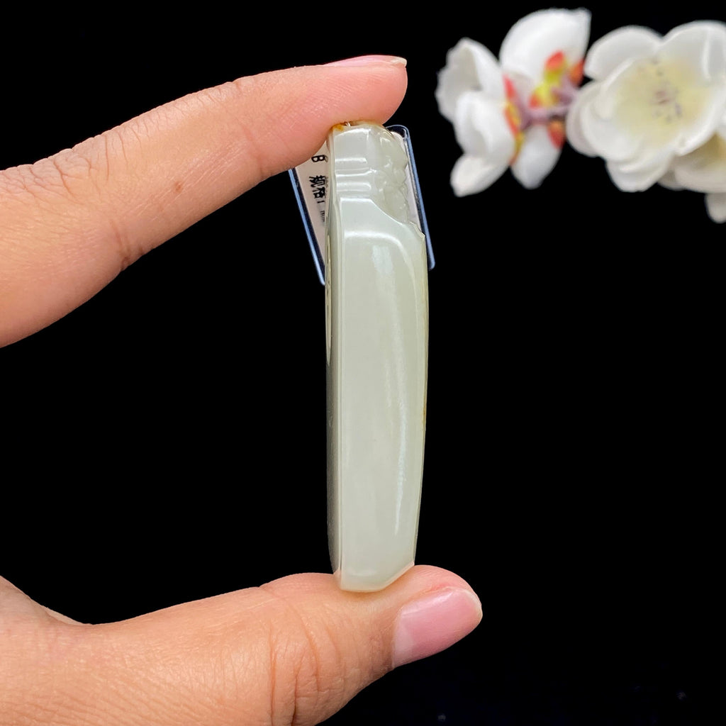 和田玉洒金皮籽料【兽面守护牌】（56g）