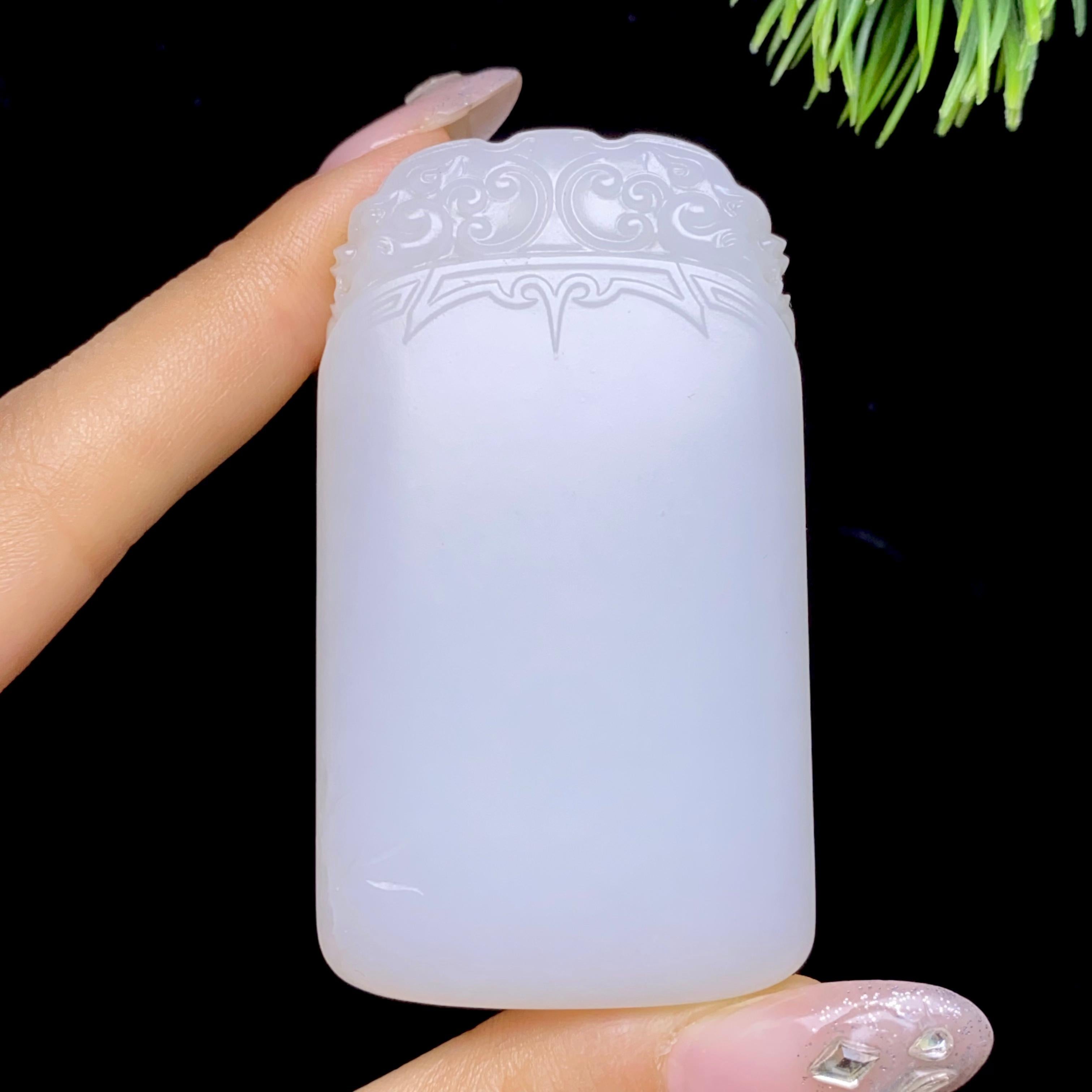 和田玉白玉无事牌（75.1g）