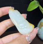 和田玉籽料黄皮白肉观音挂件（37.3g）