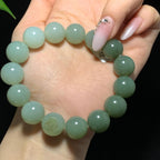 和田籽料翠青圆珠手串（64.8g）