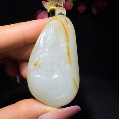和田玉籽料观音挂件（50.8g）