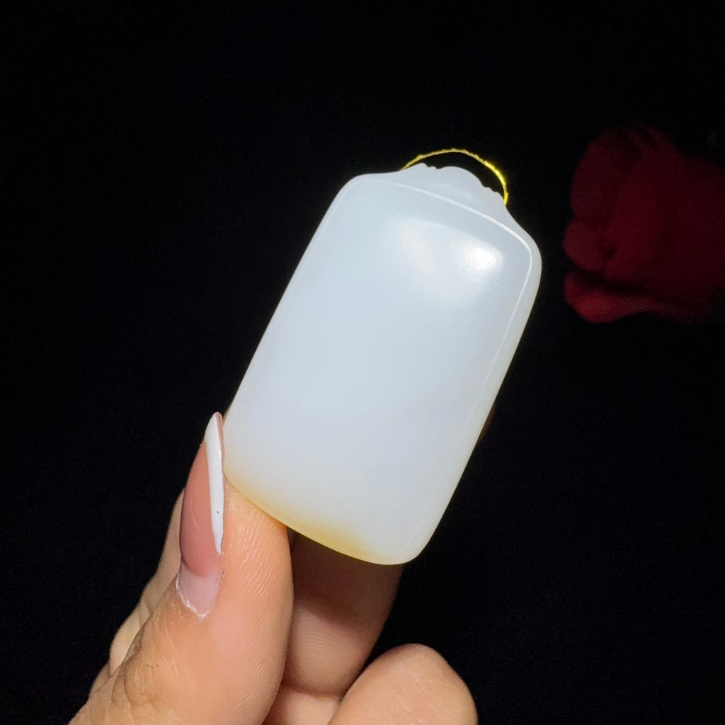 和田玉糖白平安无事牌（26.5g）