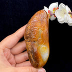 和田玉黄沁皮籽料【财神】手把件（203.7g）