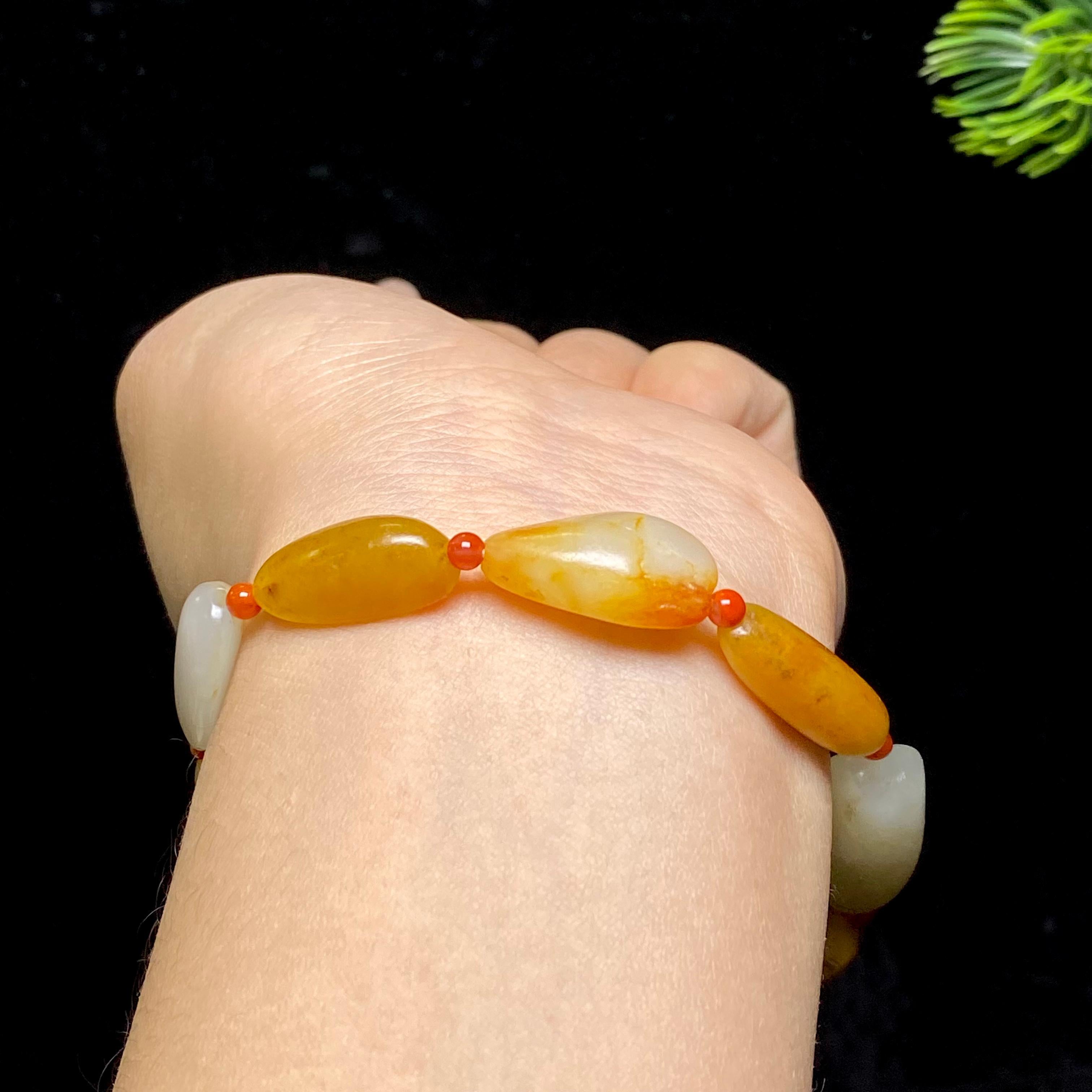 和田玉黄皮籽料手串（21.53g）