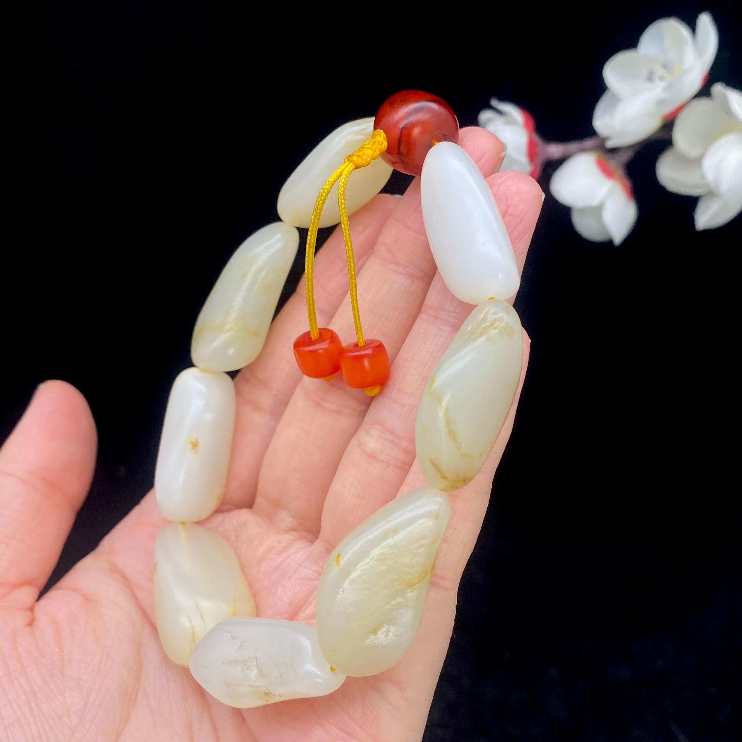 和田玉洒金皮籽料【精品手串】（54g）