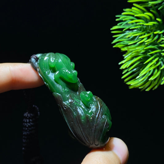 和田玉碧玉呱呱来财挂件（37.5g）