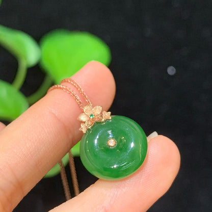 碧玉18k金平安扣吊坠01023193（2.8g）