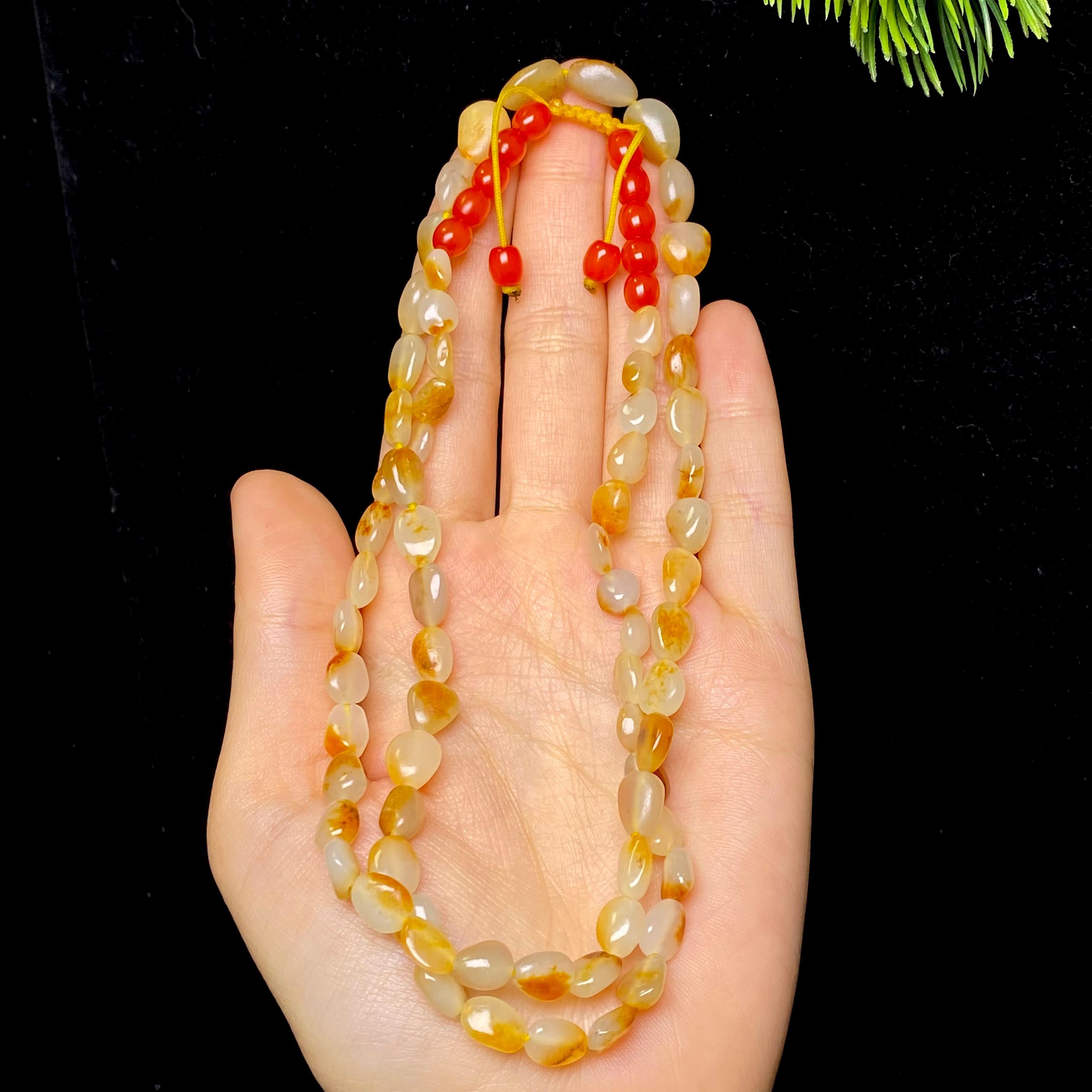 和田玉洒金皮白肉籽料项链（26.5g）