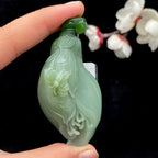 和田玉碧玉带猫眼【蝶莲花】挂件SY2607260392（56.2g）