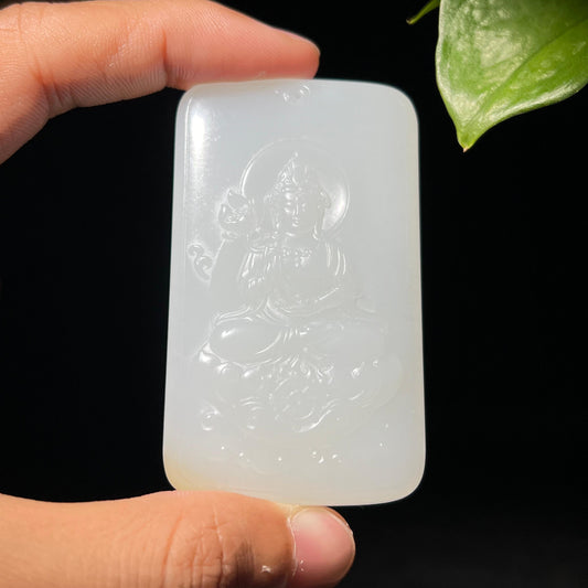 和田玉羊脂糖白观音牌（79.1g）