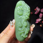 和田玉碧玉手把件龙行天下（95.0g）