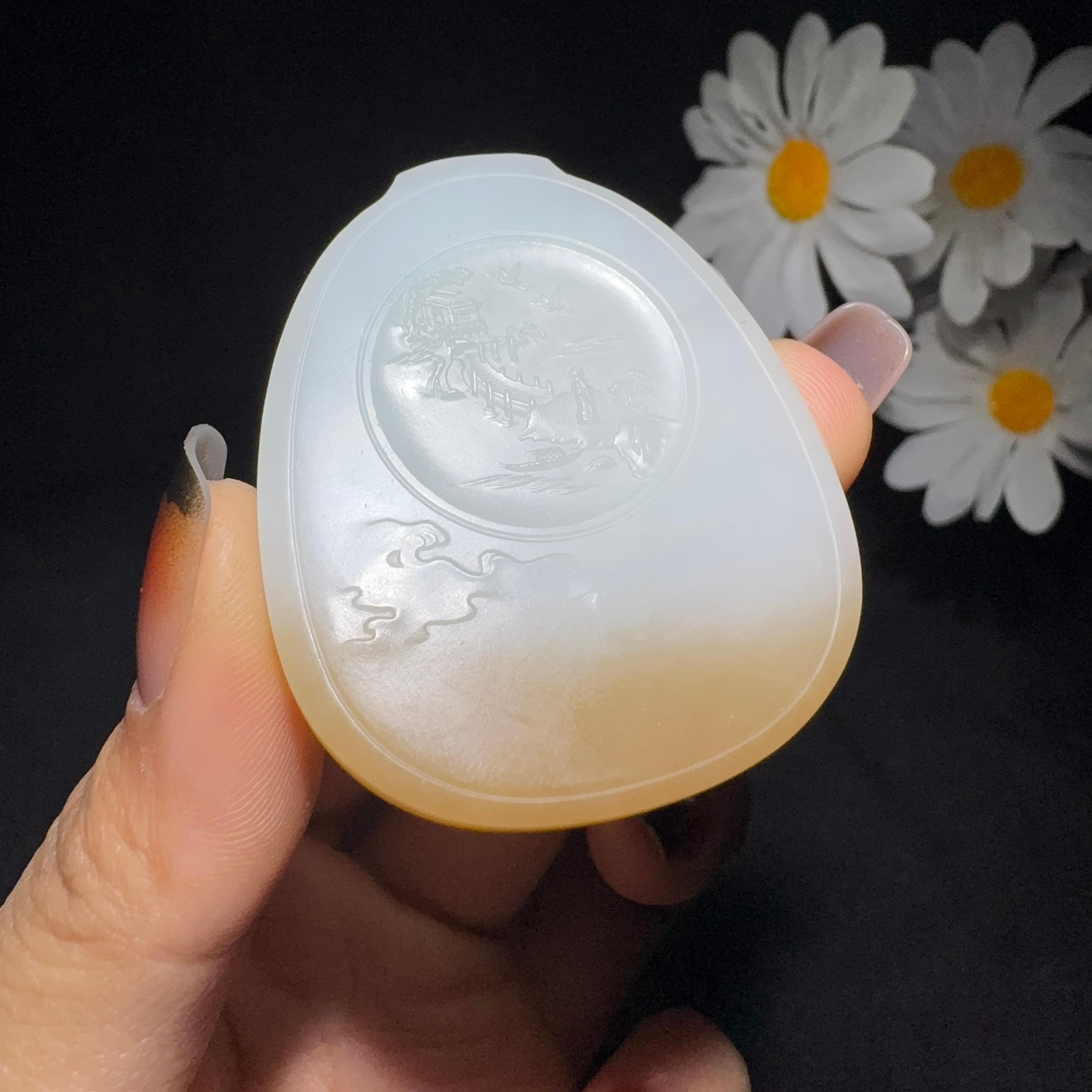 和田玉糖白玉文殊菩萨（31.8g）