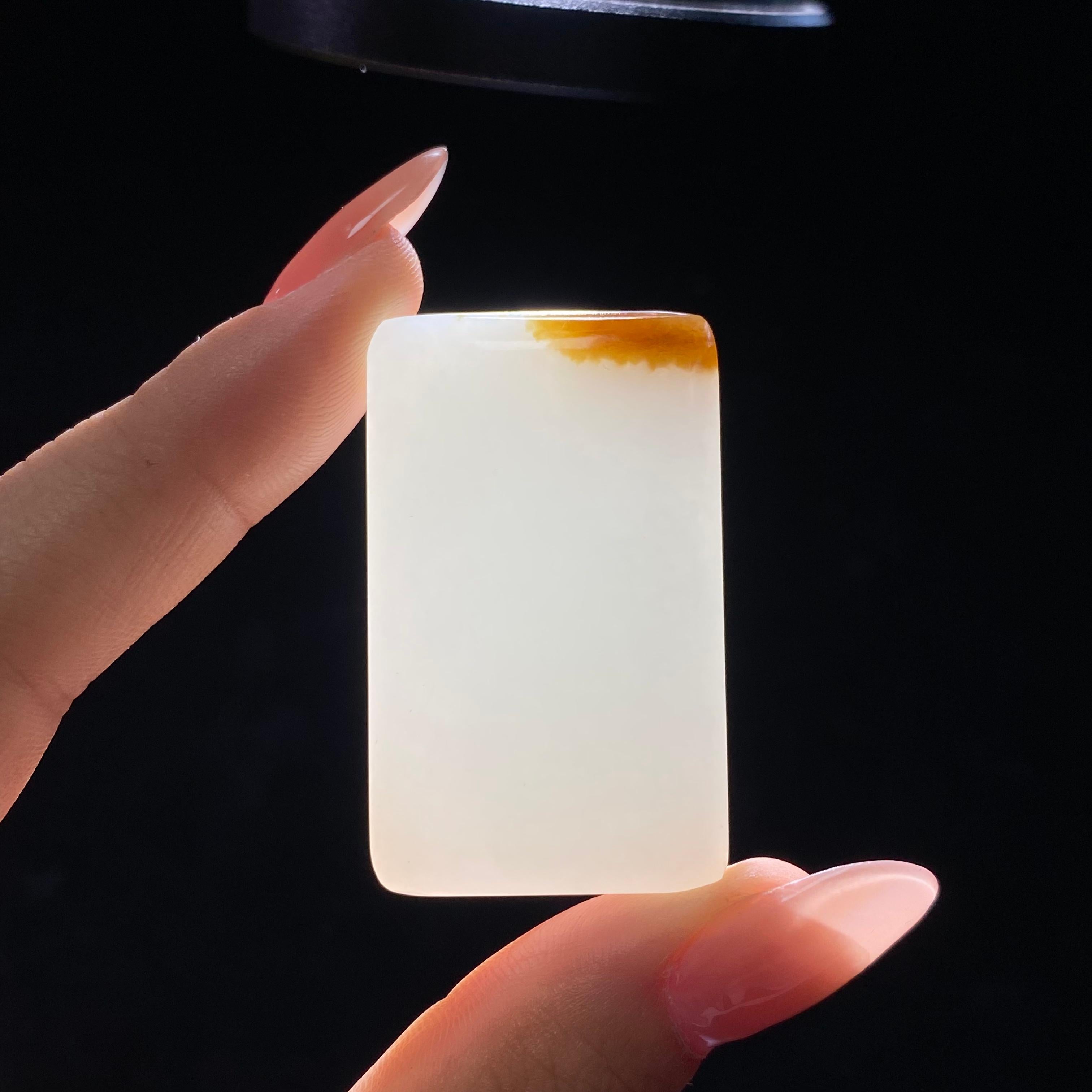 和田玉糖白无事牌（27.8g）