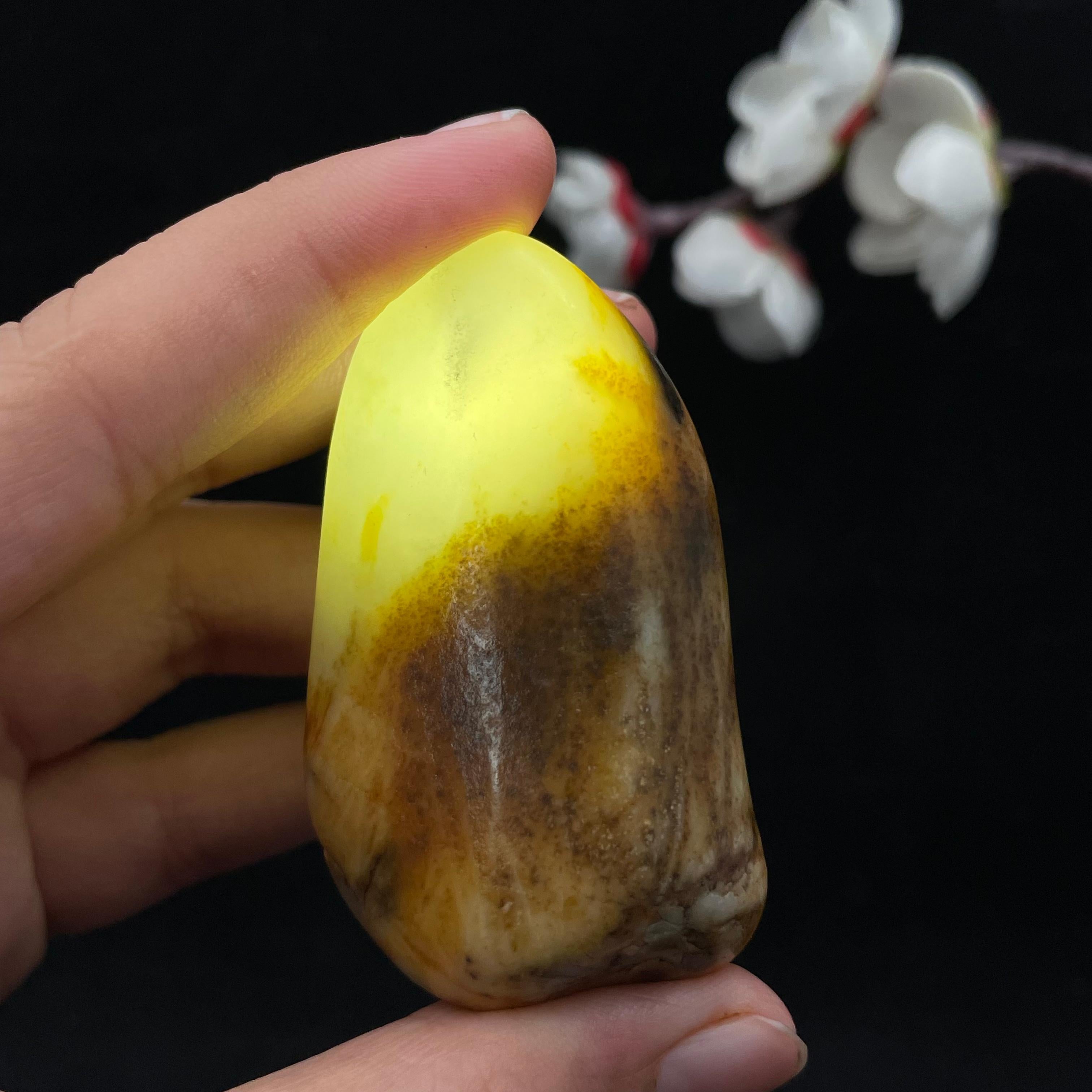 和田玉聚黄皮青花底籽料（63.2g）