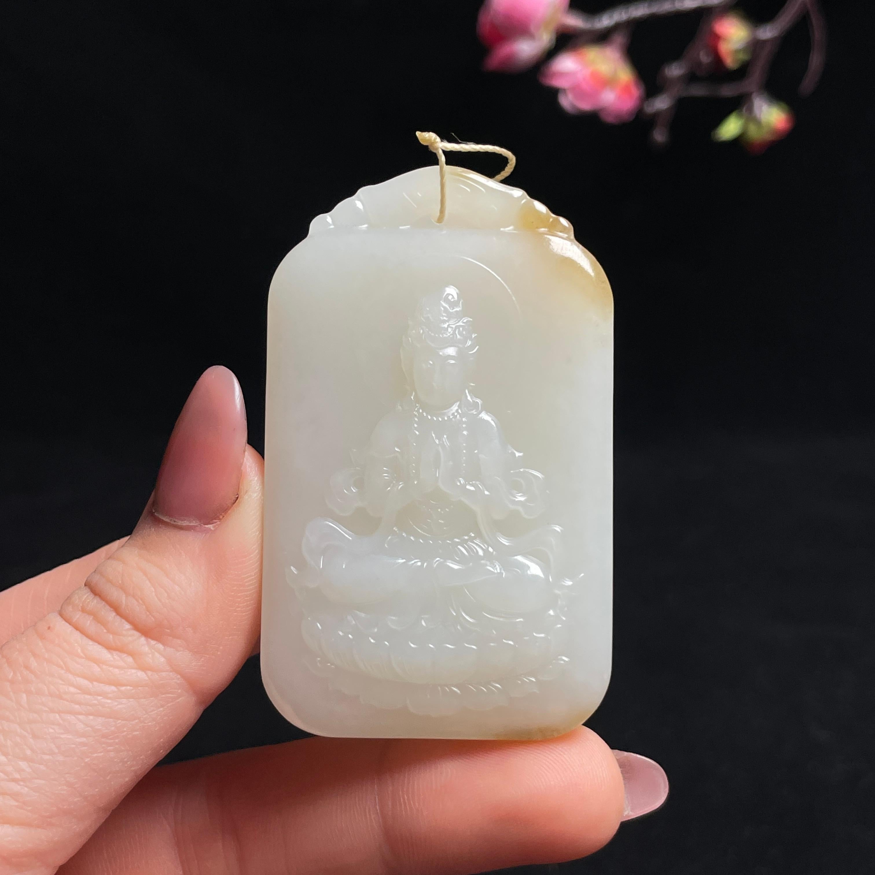 中国古美術品 清の時代 和田白玉 砡 童子如意 蘇工 53g AN INSCRIBED