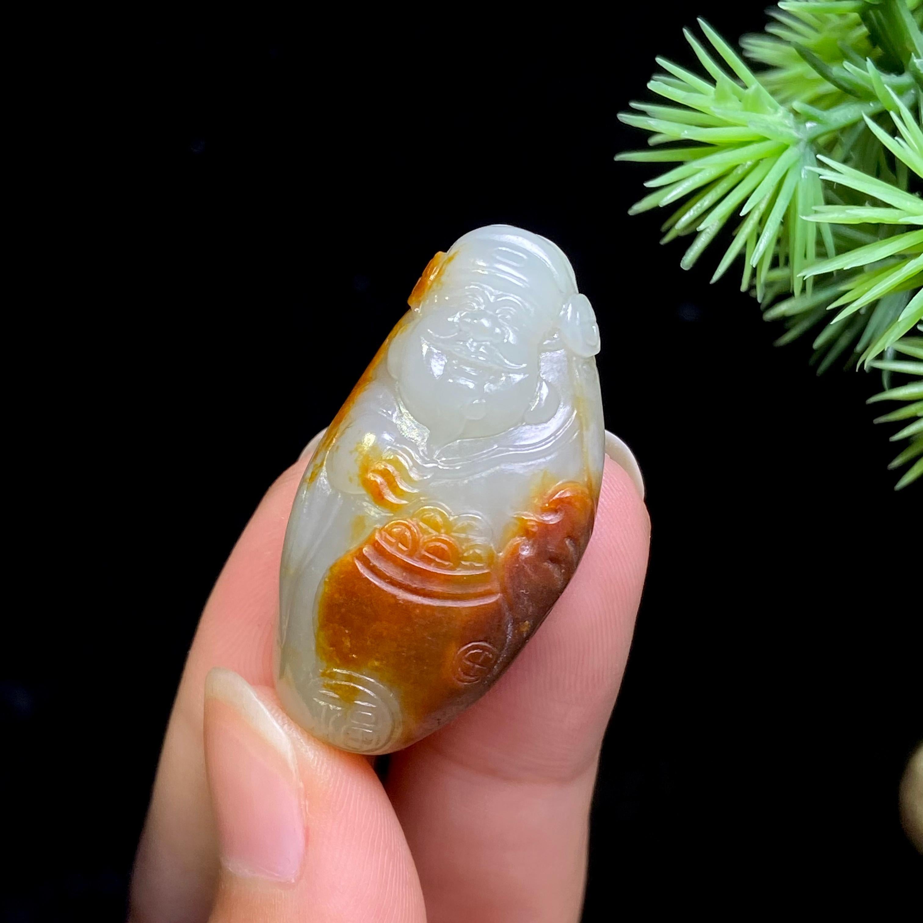 和田玉籽料独籽财神（12.0g）