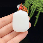 和田玉羊脂白玉苹果牌平安无事牌（33.7g）