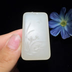 和田玉藕粉平安无事牌（37.6g）
