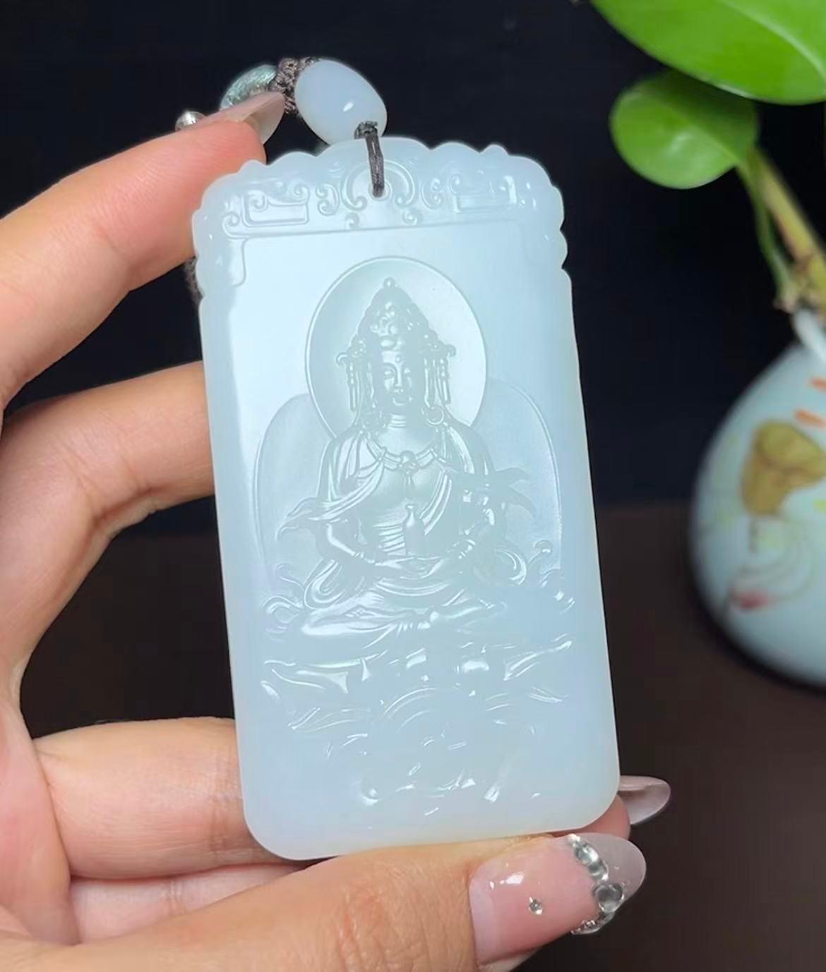 和田羊脂玉大牌观音（88.8g）