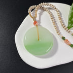 和田玉白玉带翠平安扣2607190025（33.5g）
