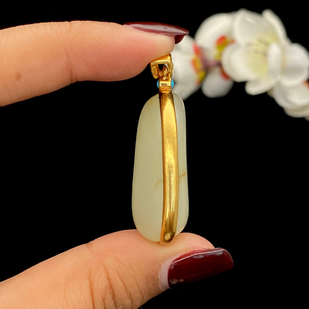 和田玉-白玉籽料包金挂件（18g）