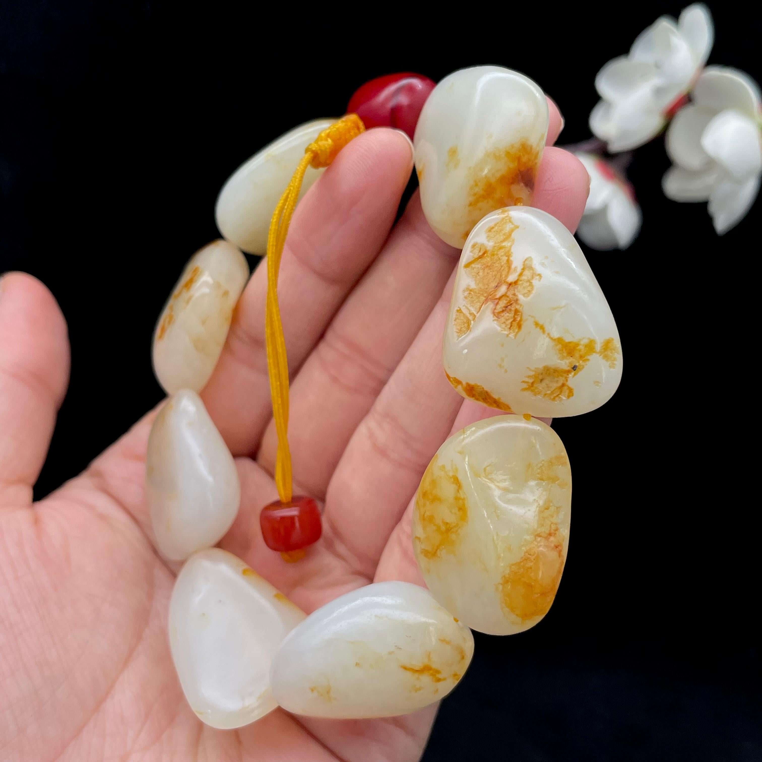 和田玉洒金皮籽料【精品手串】（86.2g）