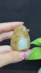 新疆和田玉且末糖羊脂玉龙凤挂件