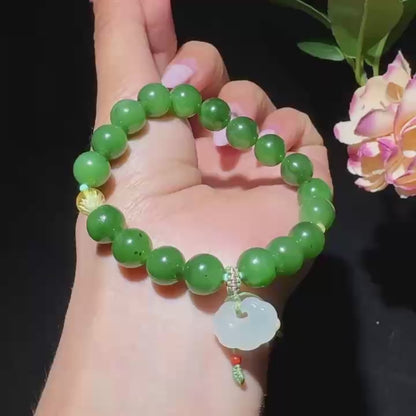 【超值推荐】和田玉碧玉圆珠手串