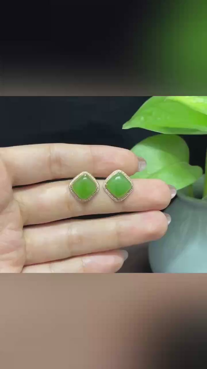 和田玉碧玉耳钉