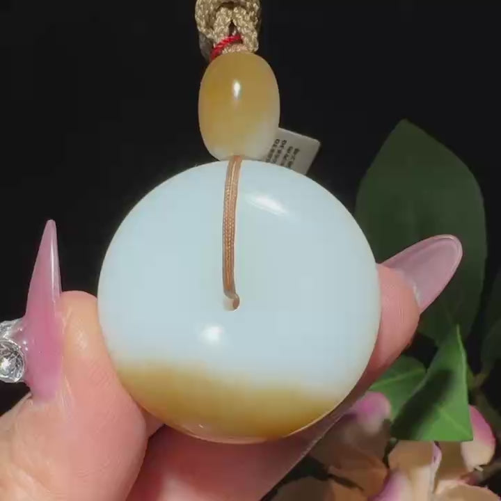 和田玉糖白平安扣