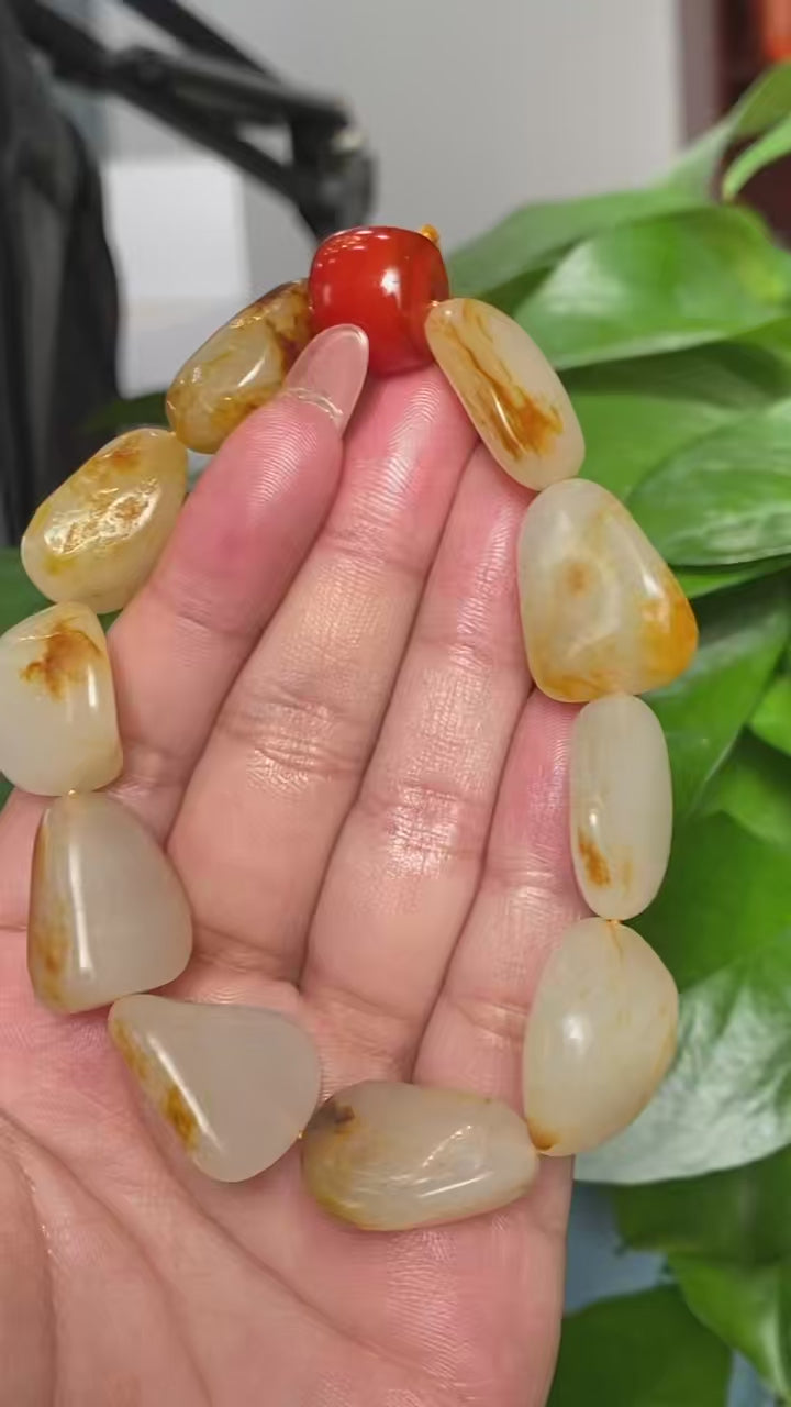 和田玉黄皮籽料【精品手串】（50.3g）