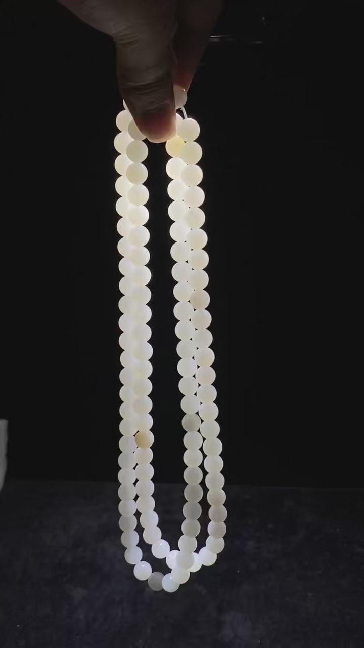和田玉籽料白玉圆珠项链（89.0g）